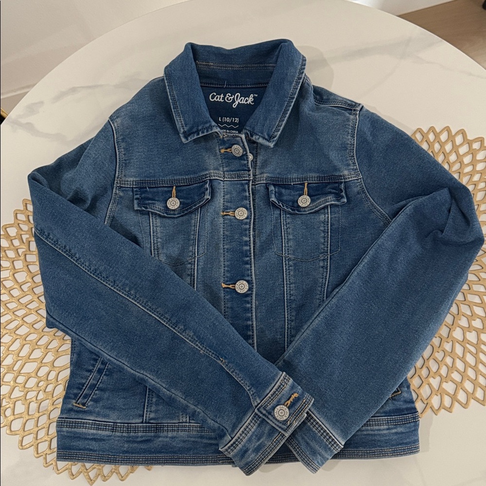 Adorable Girls Cat & Jack Denim Jacket Size L 10-12